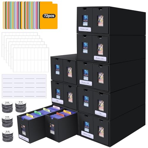 Card Storage Box, 14000+ Trading Card Storage 2700+ Toploader Card Storage Box for Commander Display,with 72 Dividers, Labels & Tapes,Fit for TCG, PTCG, MTG - color: 2-16 Boxes