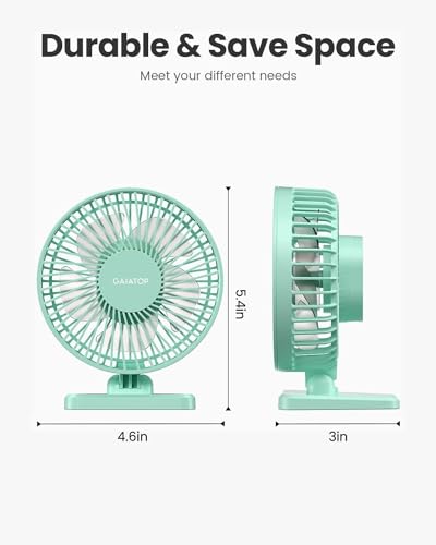 Gaiatop USB Desk Fan, Small But Powerful, Personal Portable Quiet 3 Speeds, Adjustable Mini Table Desktop fan for Cooling Home Office Car Summer Travel Gifts Green - color: Green
