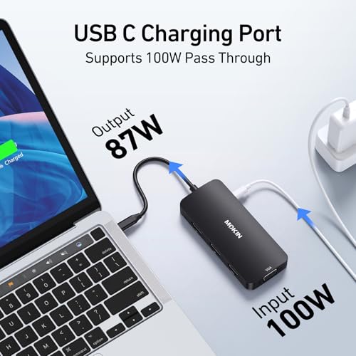 USB C Docking Station Dual DisplayPort, USB Hub with 2 DP, HDMI, VGA, USB C 2.0, A 2.0, PD Charging Port, Multi Monitor Adapter for Dell/HP Laptops, Black