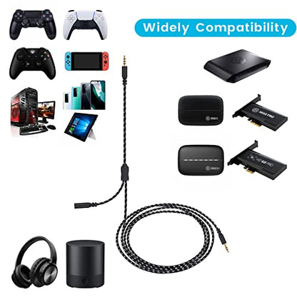 Chat Link Cable for Elgato 4K S, 4K X, HD60 S/S+, HD60 X Game Capture Card | HD60PRO Party Chat Adapter for Xbox One and PS5, PS4, 6.6ft Long - color: Black