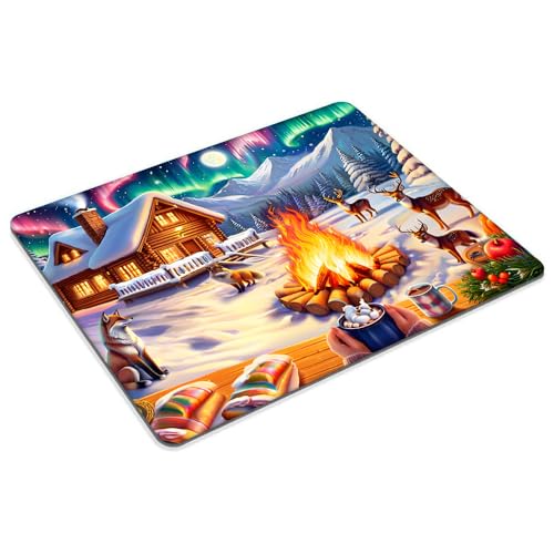 Square Mouse Pad Christmas Bonfire,Gaming Mouse Pads for Desk,Soft Computer Waterproof Non-Slip Mouse Mat - color: Christmas bonfire