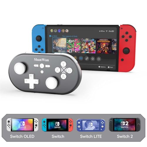 ShanWan Wireless Mini Controller for Switch, PC, iOS, Android, Supports Keyboard Mode for iPad Procreate (Silver) - color: Silver