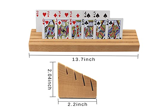 VINJOE Large Wooden Playing Card Holders Tray Racks Organizer for Kids Seniors Adults, Premium Solid Beechwood Playing Card Holders Best Gifts for Mother's Day(13.7x2.04x2.2 inch-1 Pcs)