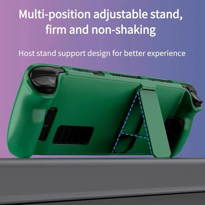 Steam Deck Protective Case with Kickstand Full Coverage Fingerprint Proof Cover for Hands-Free Gaming and Protection