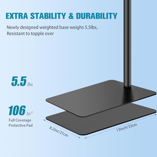 Mic Stand Floor Boom Arm for Studio, Podcast, Recording, Streaming | Included Tray & Microphone Holder, Space-saving 5.5 lbs Base, Adjutable Height 30"–70", Compatible with Yeti, SM58, QuadCast
