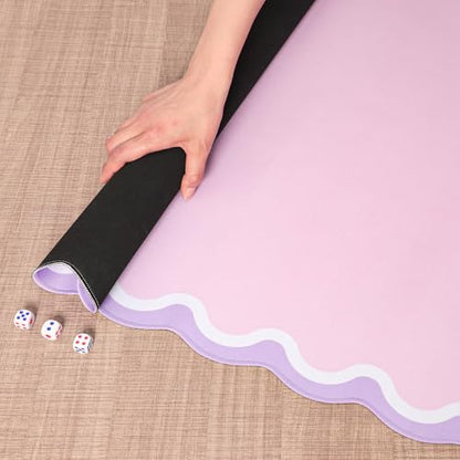 TIASUSAN Pink Mahjong Mat (31.5” x 31.5”) with Black Carrying Bag, Anti-Slip, Noise-Reducing Table Cover for Mahjong, Poker, Board Games, Dominoes, and Card Games - color: Pink