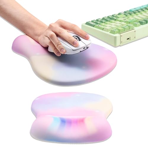 Ergonomic Mouse Pad with Wrist Support, Comfortable Memory Foam Mousepad with Wrist Rest for Computer & Laptop, Non-Slip Base Office Mouse Pads for Pain Relief - color: Multi pink mouse wrist rest