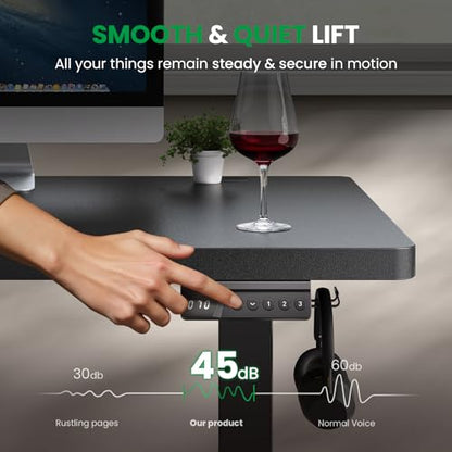 Black 63x30 in Electric Standing Desk, 1 Inch Thick Tabletop | Double Beam Frame, Holds 220lbs, Sit Stand, 3 Memory Height Adjustment, Extra Deep Table Top, Black Frame - color: Black Top / Black Frame, size: 63 x 30 Inch
