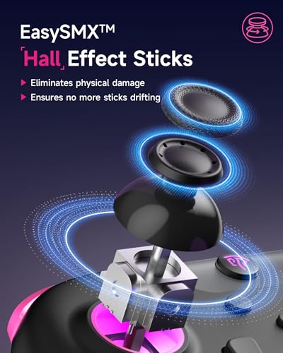 EasySMX Wireless Controller for PC/iPhone/Android/Switch & Steam Deck- Bluetooth Game Controller Gamepad with Hall Effect, RGB Lights, Anti-Drift Controller w 2.4G USB/Bluetooth/Wired 3 Connections - color: gun