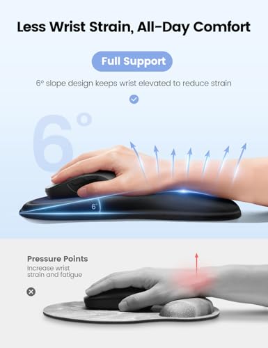 meatanty Mouse Pad with Wrist Rest, Ergonomic Mouse Wrist Support, Desk Mouse Mat Computer Accessories, Soft Memory Foam Palm Hand Pain Relief, Non-Slip Laptop Cushion, Office Home Gaming Black Blue - color: Black and Dark Blue