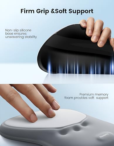 Meatanty Mouse Pad with Wrist Rest, Ergonomic Mouse Wrist Support, Desk Mouse Mat Computer Accessories, Soft Memory Foam Palm Hand Pain Relief, Non-Slip Laptop Cushion, Office Home Gaming School-Gray - color: Gray