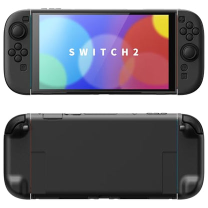 PlayVital Protective Case for Nintendo Switch 2 with Extra Stand & Thumb Grip Caps | Split Design, Dockable Hard Shell Cover for Nintendo Switch 2 | Solid Color Series, Black - color: Black