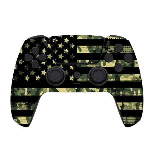 ProControllers LLC Custom Wireless Controller for PS5 - Hand Airbrushed & Multiple Designs Available (Camo Flag) - color: Camo Flag