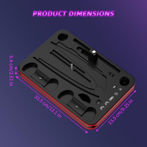 PlayStation Portal Charger, PS5 Stand and Cooling Station with RGB LED Controller Charging Dock Accessories, PS5 Edge Controller and PS Portal Charger, Headset and Remote Holders - color: Black