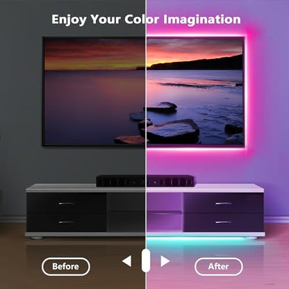 NBBUFF Led Lights for Bedroom Smart App Controlled 300FT(3 Rolls) RGB Strip Lights for Bedroom, Sync with Music, Ideal for Home Party and Room Decoration - size: 300 ft