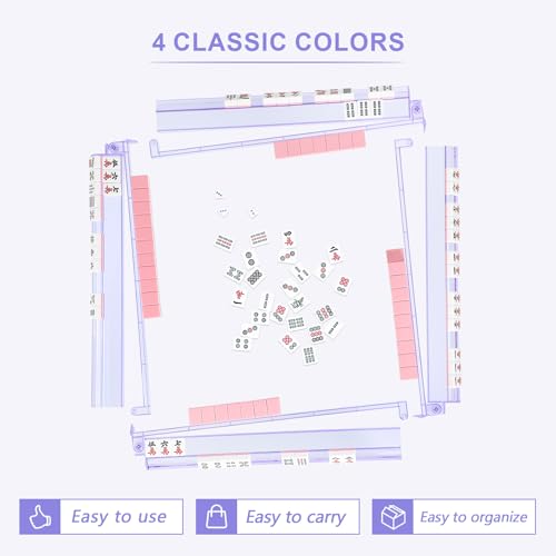 Mahjong Racks with Pushers 4PCS Set Majiang Tile Holder Acrylic Mahjong Racks Accessories and Gifts - color: Light Purple