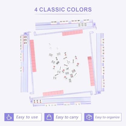 Mahjong Racks with Pushers 4PCS Set Majiang Tile Holder Acrylic Mahjong Racks Accessories and Gifts - color: Light Purple