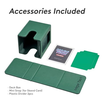 Commander Deck Box Lite - Card Display with Mini Snap Card Holder & Removable Cover, Fits 100+ Single-Sleeved Cards, Ideal for MTG, PTCG, OPCG, SWU & More (Green) - color: Green