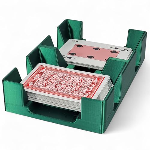 Revolving Two Deck Playing Card Tray for 1-2 Decks: US Made (Emerald Silk) | Rotates 360°, Plastic, Holds up to 2 decks, Includes swivel turn table base, for Canasta, Rummy, UNO, Newt's Playing Cards - color: Emerald Green Silk, size: 2 Deck