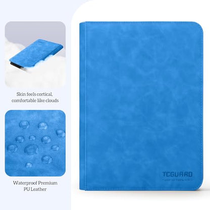 Trading Card Binder, 9 Side Loading Pocket Card Album Hold Up to 540 Cards, Zipper Binder for Cards Collection, TCG Card Holder for Game Card, Sports Card, Yugioh, MTG etc. (Light Blue) - color: Light Blue