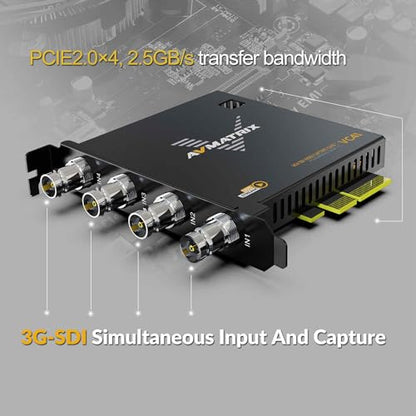 PCIE 4-CH Capture Card for PC, 4CH SDI, 1080P60 (VC41) | Ultra-Low Latency,Multi-Channel Streaming,Video Conferencing,Online Education,Telemedicine Broadcasting,Windows/Linux - color: PCIE-4CH SDI