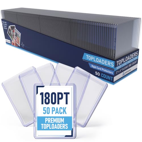 Premium Seamless 20PT - 360PT Thick Top Loaders for Cards | Top Loader Card Holder, Baseball Card Sleeves Hard Plastic, Hard Trading Cards Sleeves, TCG Sports Sleeve Hards, Toploader Clear Plastic. - style: 180PT - 50 Count