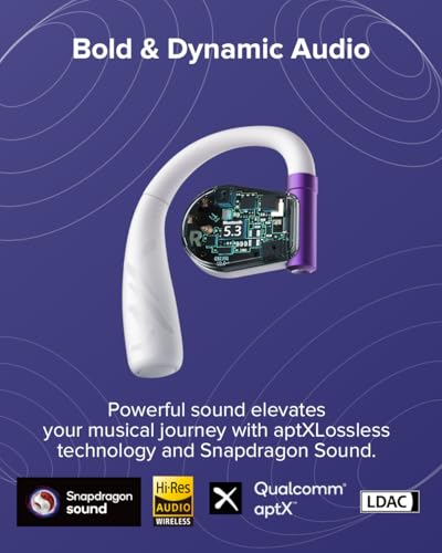 Cleer ARC II Gaming Earbuds True Wireless Open Ear Headphones, White | Ultra-Low Latency, Snapdragon Sound, Bluetooth 5.3, USB-C Dongle, 35Hr Battery - color: White Purple
