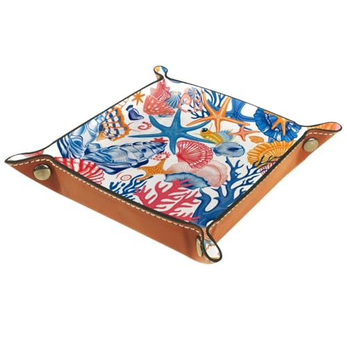 Colorful Seashells Starfish Dice Tray Dice Rolling Tray Folding Dice Holder for Dice Games, Like RPG, DND and Other Table Games - color: Multi 15