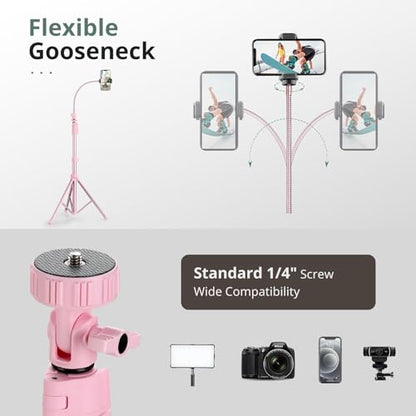 SENSYNE 88" Phone Tripod & Selfie Stick, Extendable Cell Phone Tripod Stand with Wireless Remote and Phone Holder, Pink - color: Pink, size: 88-inch