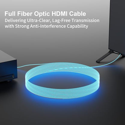 8K Detachable Full Fiber Optic Armored HDMI 2.1 Cable, 48Gbps, 65FT | Full Fiber Optic Design Reduces EMI vs Copper Cables; Replace the Module Without Replacing the Entire In-Wall Cable - size: 65FT