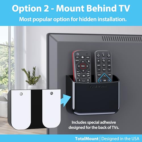 TotalMount Universal Remote Holders – Place on Wall or Back of TV | Designed in the USA – Premium, Black Remote Control Holders (Large, 2 Pack)