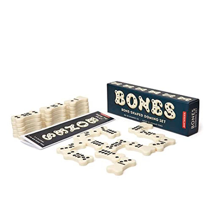 Kikkerland Bones Bone Shaped Domino Set, Classic Board Game, 28 Tiles, Fun Family-Friendly Game Night, for Adults and Kids Ages 8 and Up