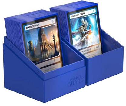 Ultimate Guard Boulder Solid 100+, Deck Case for 100 Double-Sleeved TCG Cards, Blue, Secure & Durable Storage for Trading Card Games, No Transparency - color: Blue