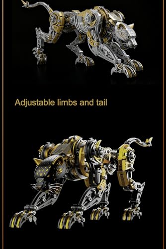 3-D Metal Cheetah Model Building Kit for Adults: Steampunk Leopard Challenge - 3-D Puzzle Jigsaw, DIY Mechanical Engineering Toy, Unique Gifts for Men & Women (Golden) - color: Golden