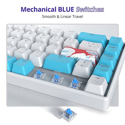 65% Mechanical Keyboard 68-Key Wired Gaming Keyboard with Blue Switch RGB Lighting Effect PBT Keycaps Ultra-Compact Mini Keyboard Suitable for Win/Mac(68 Sea) - color: 68 Sea/Blue Switch