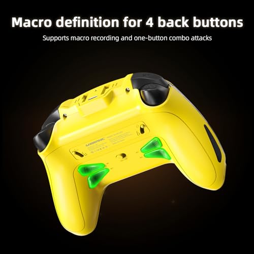 Cintwor RG G01 Interactive Screen Wireless Gaming Controller for Steam/PC/Switch/Linux/Android/iOS, 2.4G Wireless Bluetooth Controller with Screen, Heart Rate Monitor, Hall Effect Triggers (Yellow) - color: yellow
