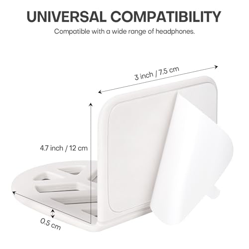 Wall Mount Headphone Stand, 2-in-1 Bendable Silicone Controller Holder, Adhesive Under Desk Hook for Gaming Office & Home, Fits All Headphones for PS5 Xbox Controllers - 1 Pack (Black/White) - color: White