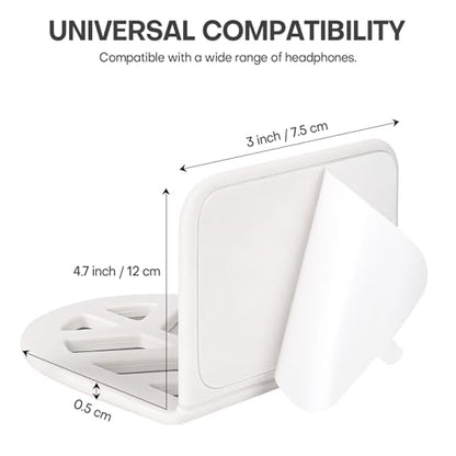 Wall Mount Headphone Stand, 2-in-1 Bendable Silicone Controller Holder, Adhesive Under Desk Hook for Gaming Office & Home, Fits All Headphones for PS5 Xbox Controllers - 1 Pack (Black/White) - color: White