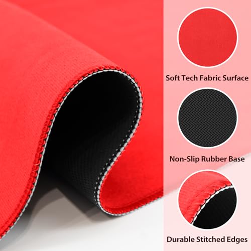 31.5'' Red Mahjong Mat for Table, Non-Slip Noise Reduction Gaming Mat | Classic Gaming Mat with Carrying Bag for Mahjong, Poker, Card, Domino, Board Games, Dominoes,Cards & Tile Games - color: Red
