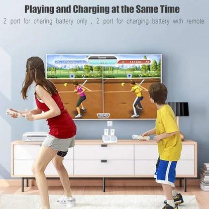 Wii Controller Charger and Rechargeable Battery - 4 Pack 2800mAh Wii Remote Battery Pack Rechargeable and Charging Station with USB Cable