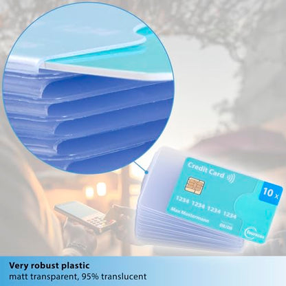 credit card sleeves - 10-pack - sturdy transparent plastic sleeve - protector for cards, protection