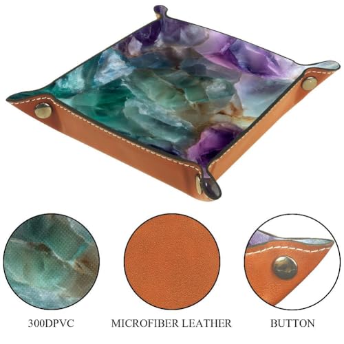 Agate Marble Dice Tray Folding Square PU Leather Dice Rolling Tray | Portable Dice Trays for Dice Games Like RPG, DND and Other Table Games, Folded 4.5x4.5x1.2inch - color: Agate Marble
