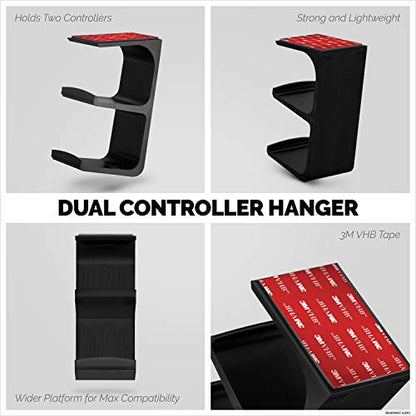 The IRIS - Under Desk Dual Universal Game Controller Mount Holder Hanger for XBOX ONE, SERIES X, PS5, PS4, PS3, SWITCH, STEELSERIES Gamepad & More, No Screws by Brainwavz - color: IRIS - Dual Controller Mount