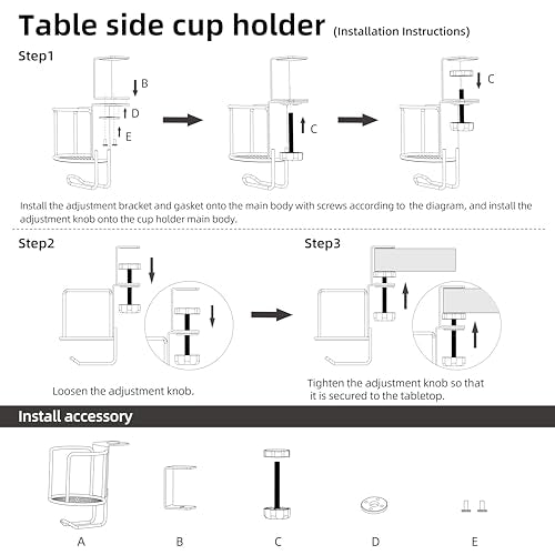 CABTE 2 in 1 Desk Cup Holder with Headphone Hanger Holder | Anti-Spill Clip-On Table Cup Hook with 360° Rotation for Lawn Chair, Office Home Gaming Table (1 PACK) - color: 1 PACK
