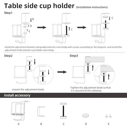 CABTE 2 in 1 Desk Cup Holder with Headphone Hanger Holder | Anti-Spill Clip-On Table Cup Hook with 360° Rotation for Lawn Chair, Office Home Gaming Table (1 PACK) - color: 1 PACK