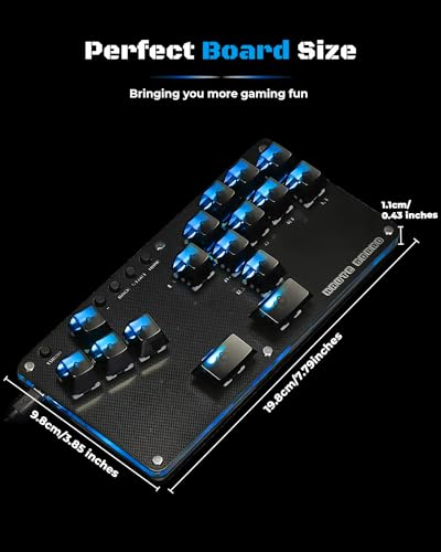 Sehawei Haute42 16-Key Mini Plus Leverless Arcade Controller | Hot Swap, Turbo Function & SOCD Supported, Compatible with PC/Ps3/Ps4/Switch - color: Black