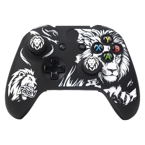 Lion Controller Skin Cover Compatible with Xbox one Controller, RALAN Protector Case, Customised Thumb Grips Caps - color: Lion Black White