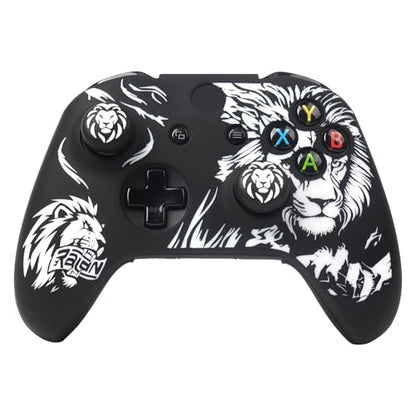 Lion Controller Skin Cover Compatible with Xbox one Controller, RALAN Protector Case, Customised Thumb Grips Caps - color: Lion Black White