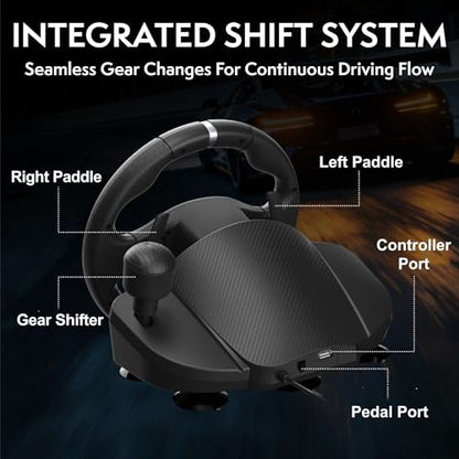 Nitho Drive Pro V200 PC Gaming Racing Wheel with Pedals and Shifter, Steering Wheel Compatible with PC, PS4, Switch 2/Switch, Xbox Series X|S and Xbox One, 270° Car Driving Simulator with Vibration - color: Drive Pro V200