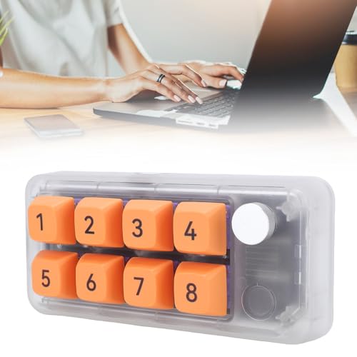 Zopsc Wired USB C Numeric Keypad, One Handed Macro Keyboard with 8 Programmable Keys, Hot Swap, Knob Control, for Gaming Design Work - color: Transparent